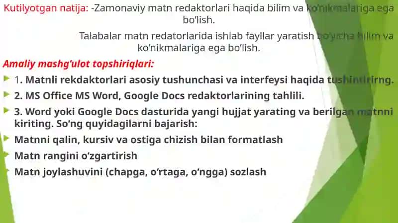 Zamonaviy matn redaktorlari 2