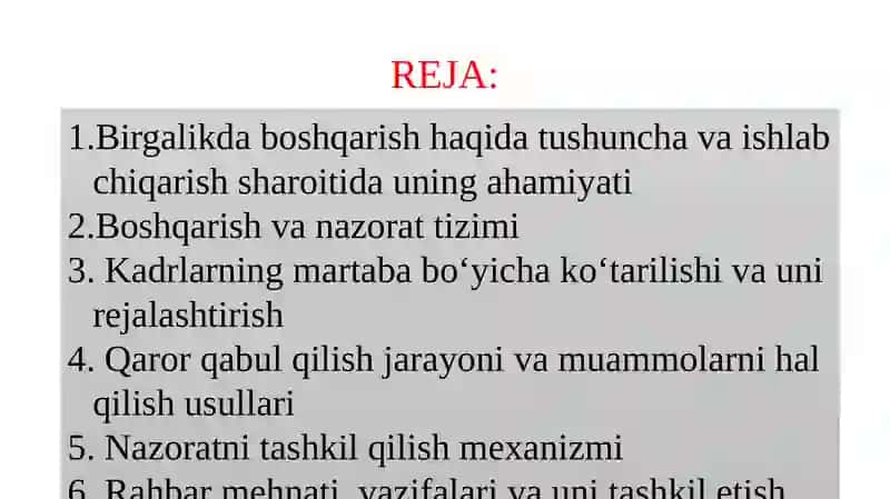 Birgalikda boshqarish haqida tushuncha va ishlab chiqarish 2