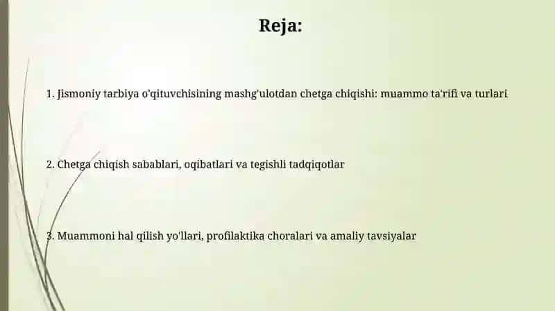 Jismoniy tarbiya o'qituvchisining mashg'ulotdan chetga chiqishi 2