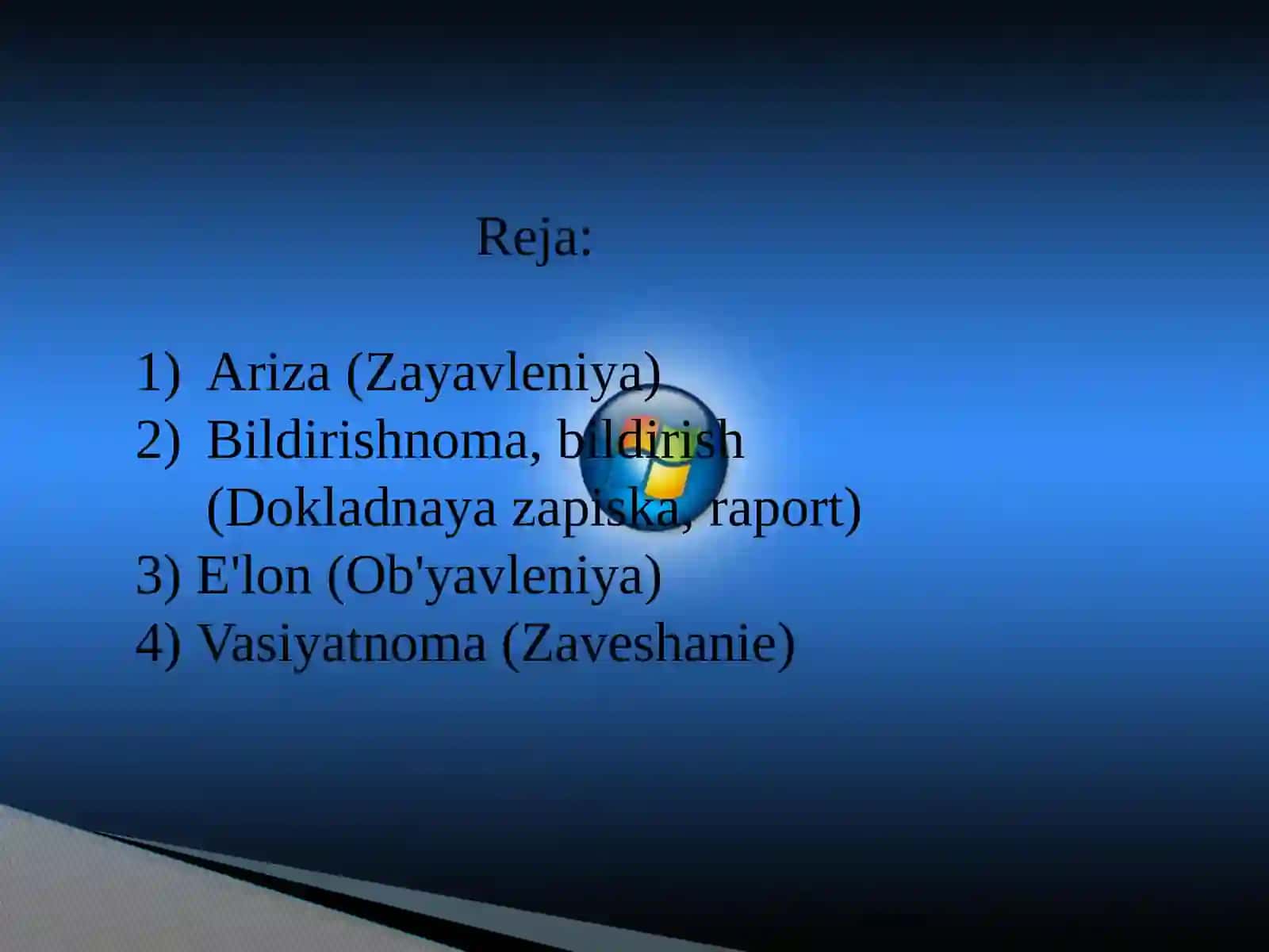 Ariza, bildirshinoma,e'lon va vasiyatnoma 2