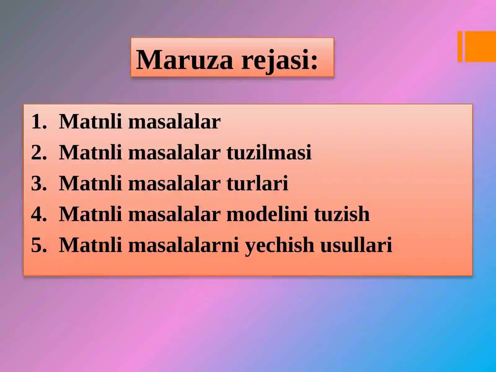 BOSHLANG’ICH MATEMATIKA KURSINAZARIYSI 2