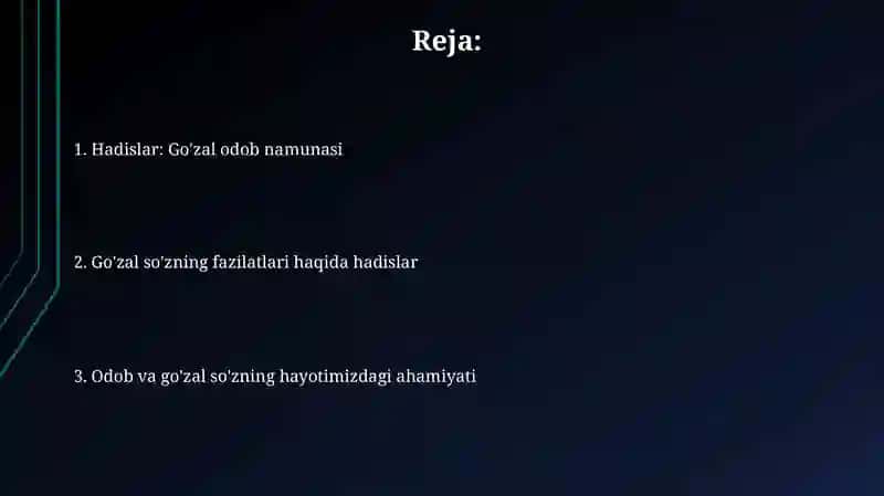 Hadisi sharifda muomala, chiroyli sòz xususida 2