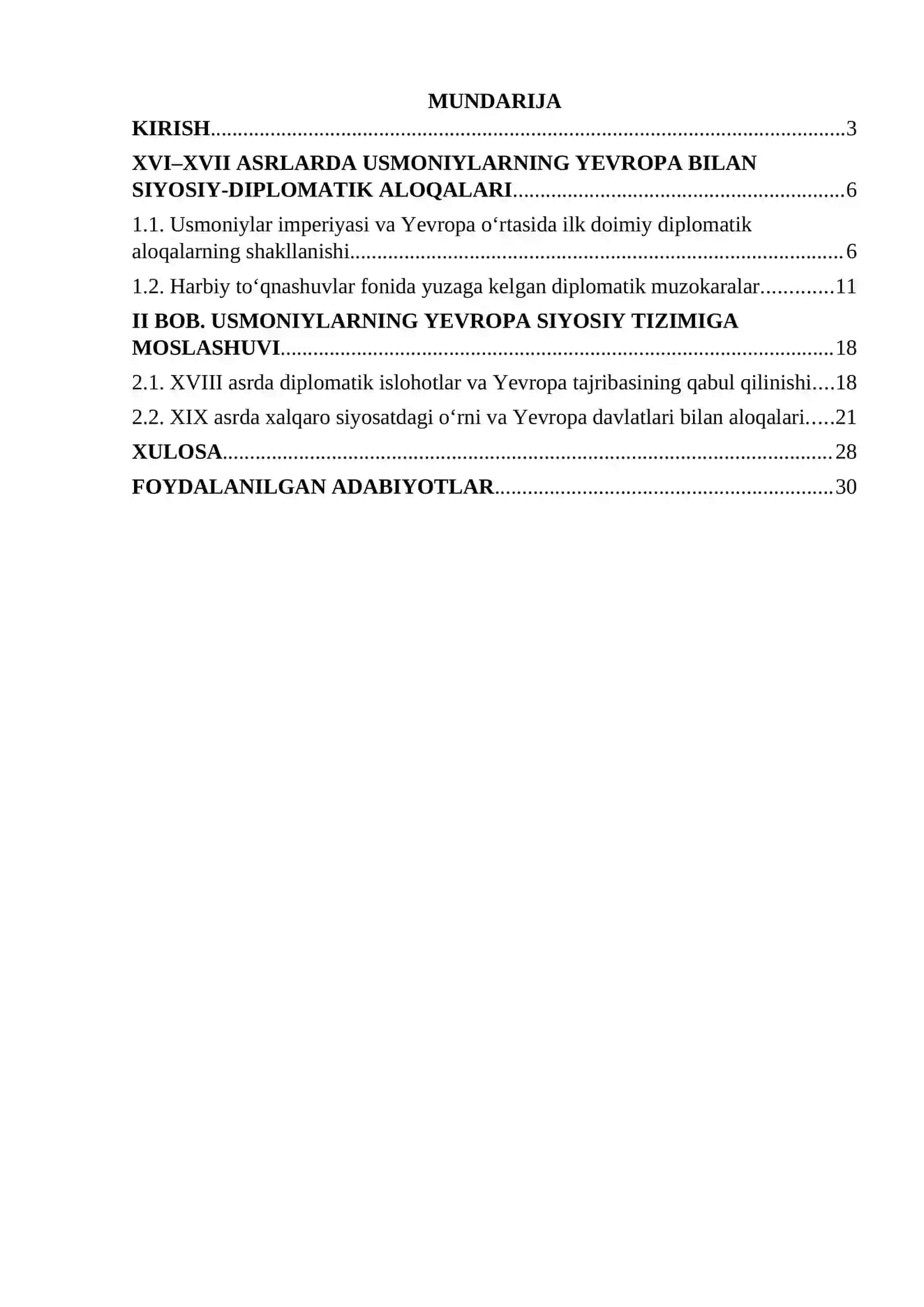 Usmoniylar imperiyasining Yevropa davlatlari bilandiplomatik munosabatlari (XVI-XIX asrlar) 2