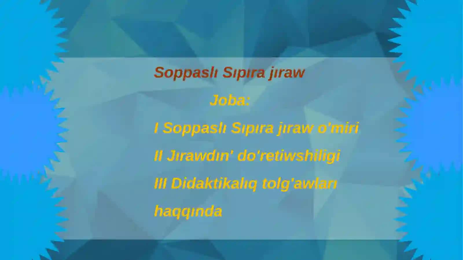 Soppaslı Sıpıra jıraw O’miri 2