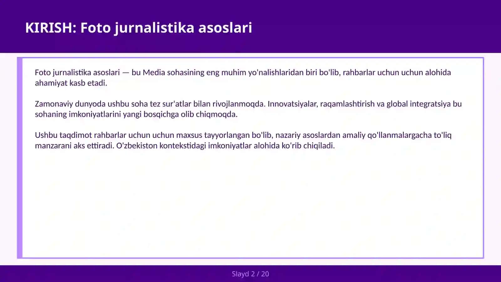 FOTO JURNALISTIKA ASOSLARI 2