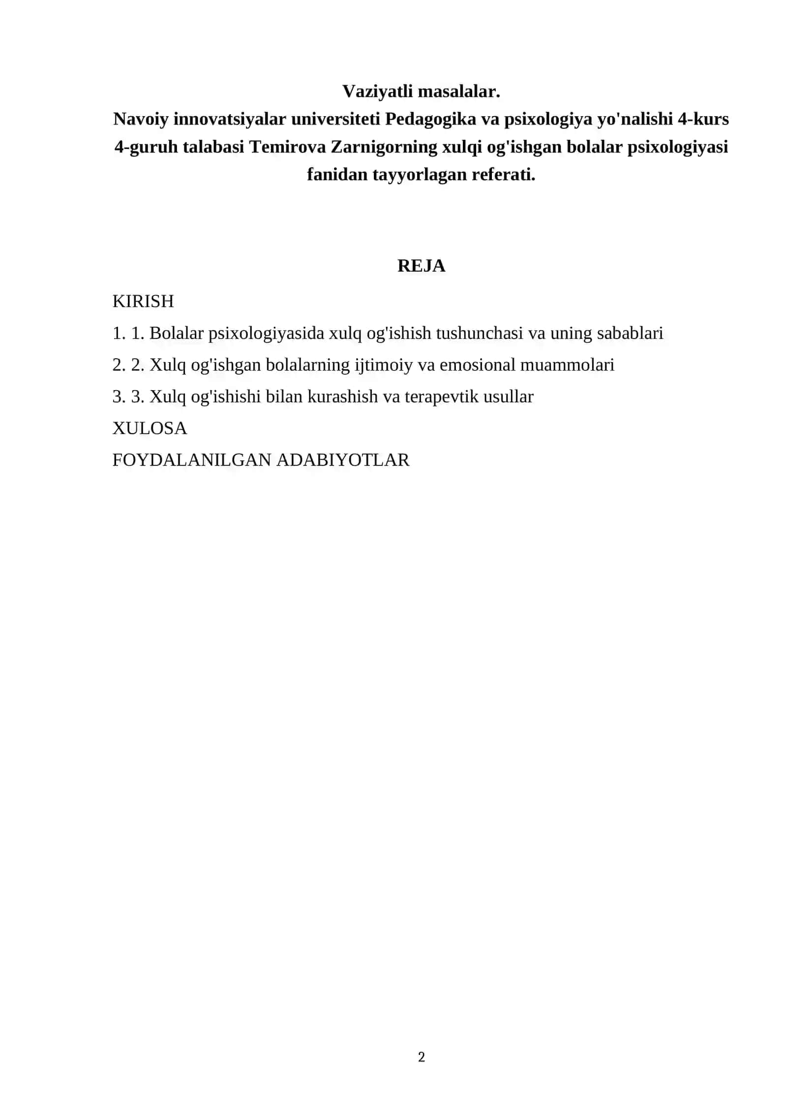 Vaziyatli masalalar 2