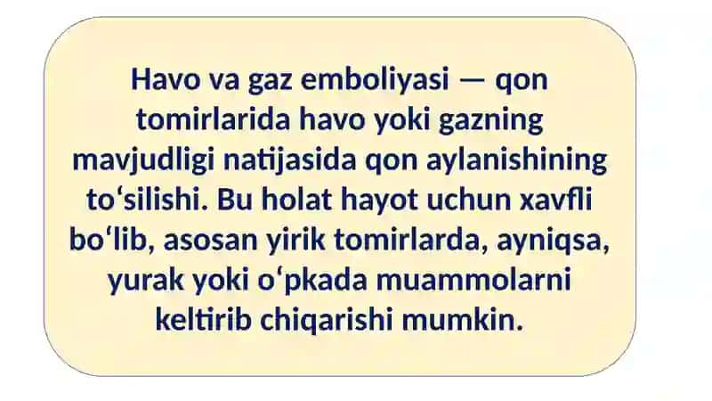 Havo va Gaz Emboliyasi: Xavfli Holatlar 2