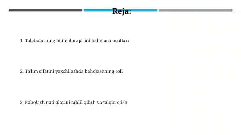 Talabalarning bilim darajasini baholash 2