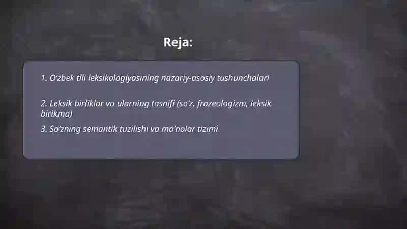 Oʻzbek tili leksikologiyasi 2