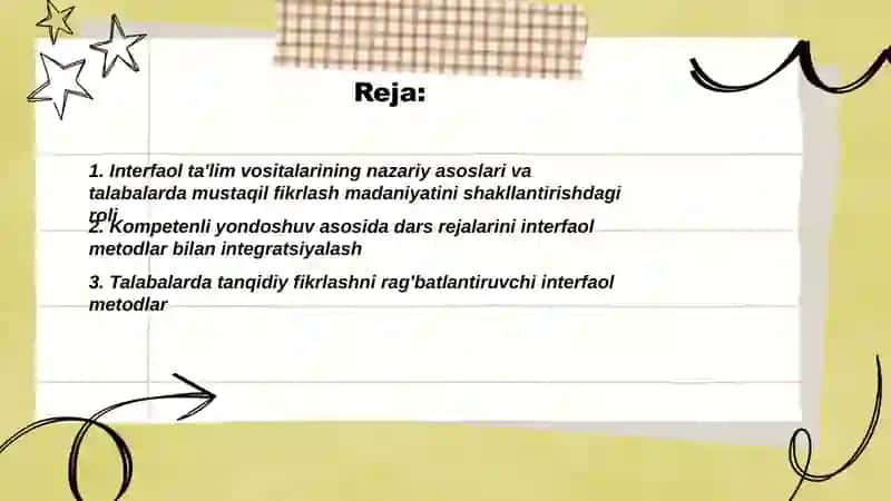 Interfaol ta'lim vositalarining nazariy asoslari va talabalarda mustaqil fikrlash madaniyatini shakllantirishdagi roli 2