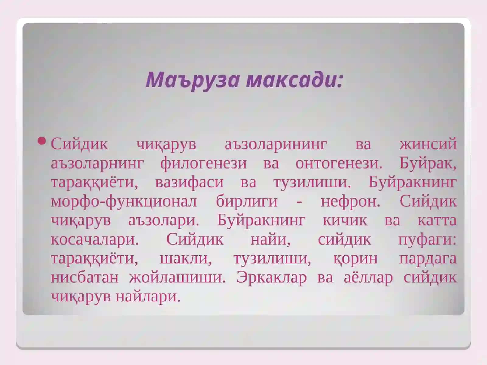 СИЙДИК ЧИҚАРУВ АЪЗОЛАРИНИНГ ФУНКЦИОНАЛ АНАТОМИЯСИ 2