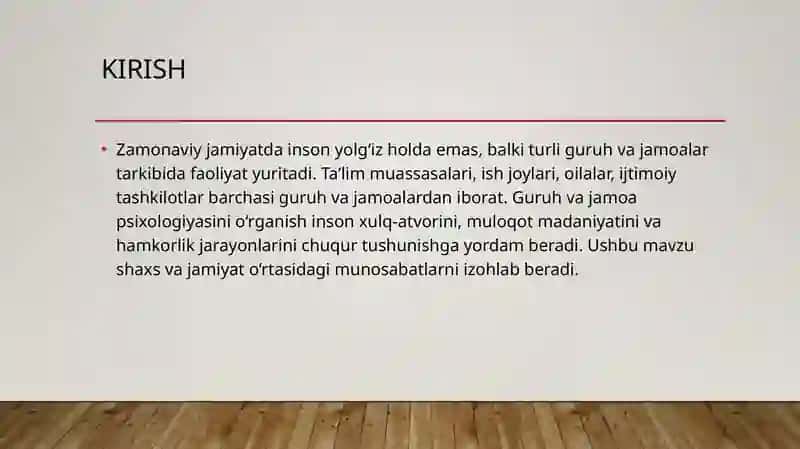 guruh va jamoa psixologiyasi 2