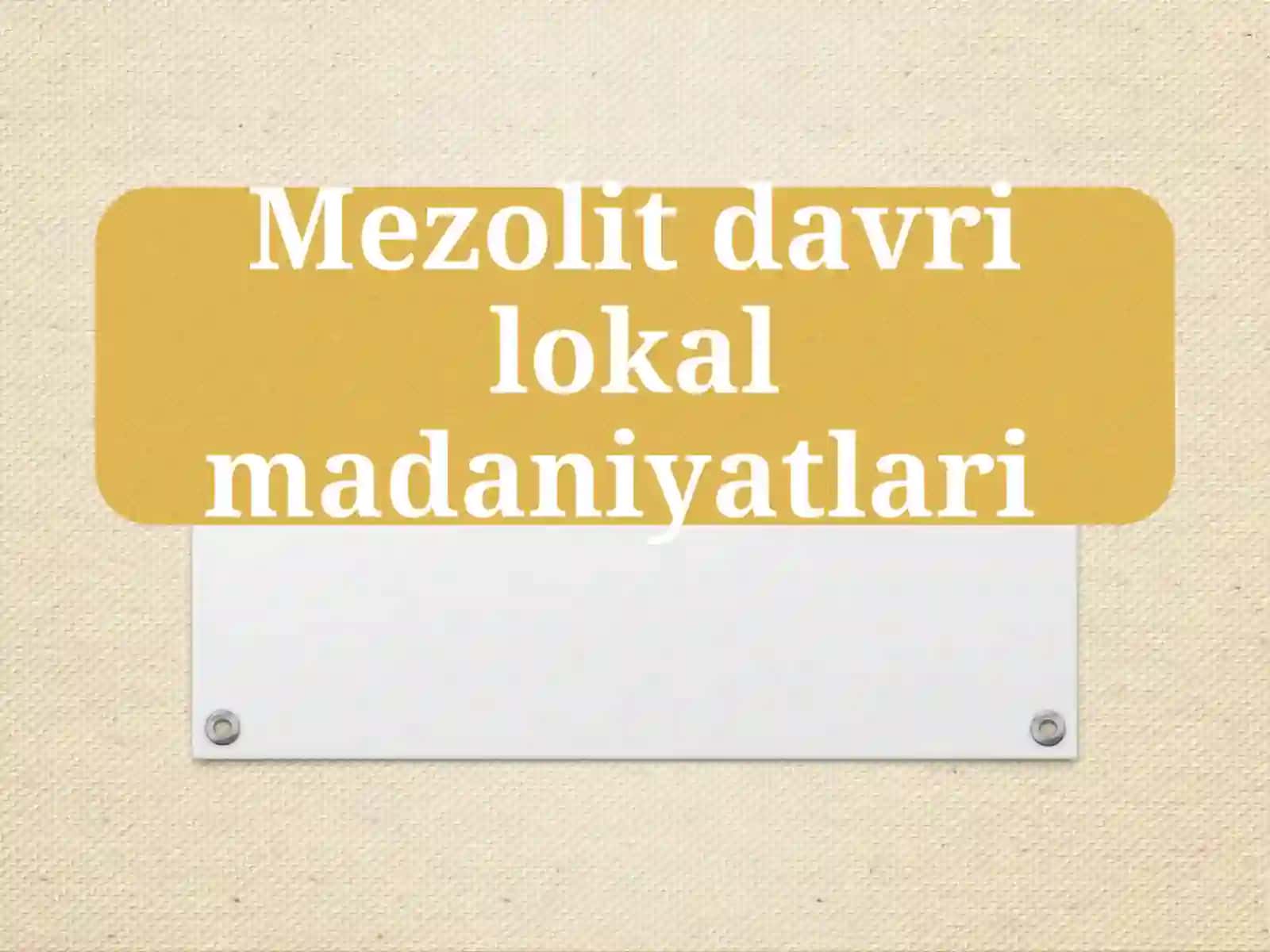 Mezolit davri lokal madaniyatlari 2