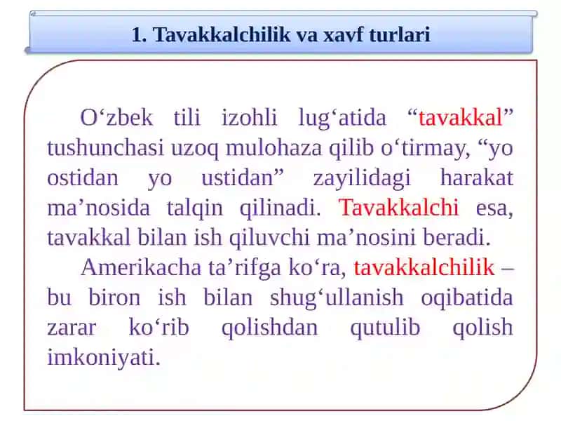 TAVAKKALCHILIKNI BOSHQARISH 2