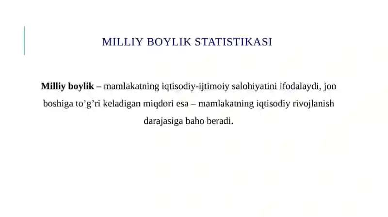 Milliy boylik statistikasi 2