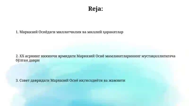 Osiyo mamlakatlari XX asr ikkinchi yarmida 2