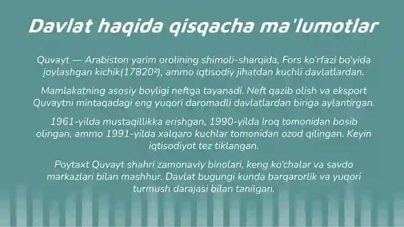 Quvayt statistik ko'rsatkichlari 2