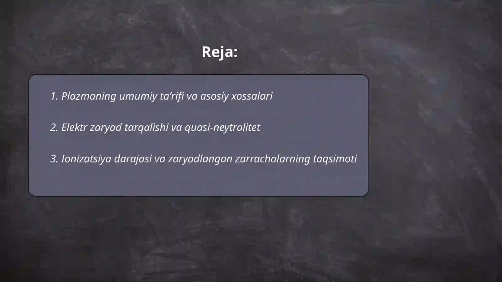 Plazma xossalarini va tavsiflarini oʻrganish 2