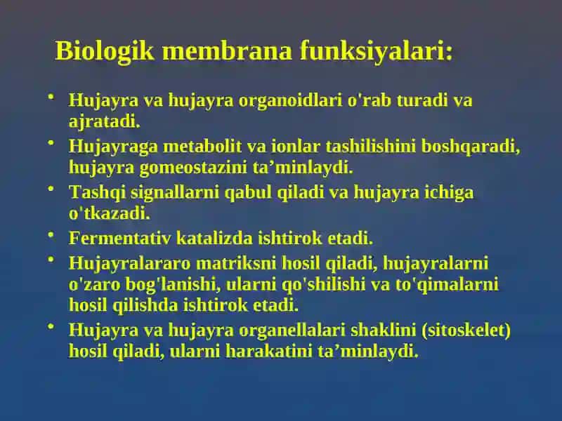 Biologik membran funksiyalari 2