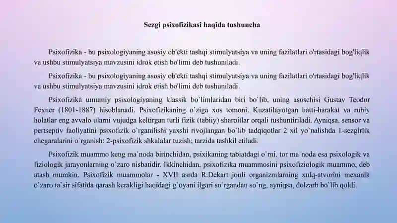Sezgi psixofizikasi 2
