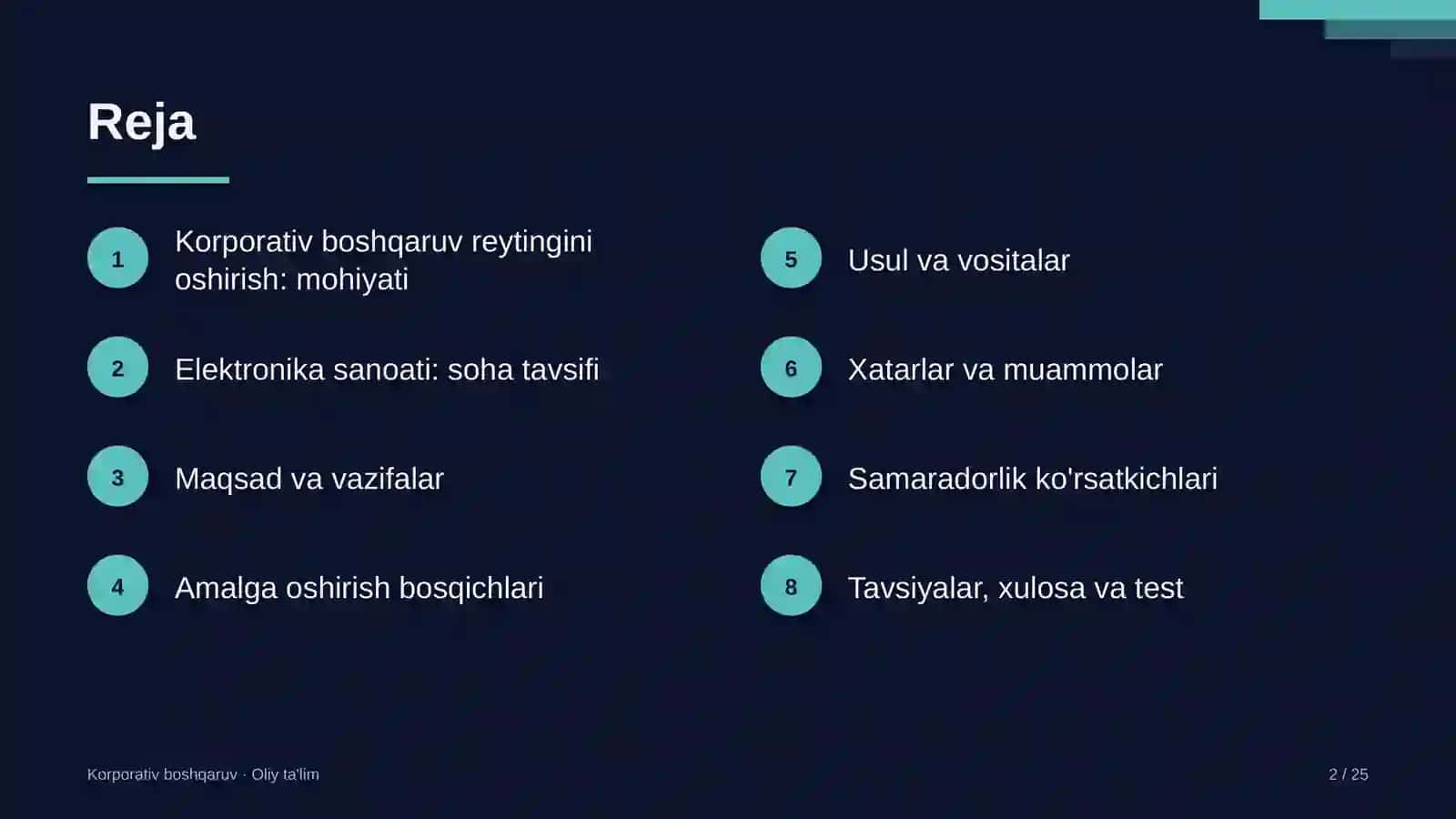 Elektronika sanoatida korporativ boshqaruv reytingini oshirish 2