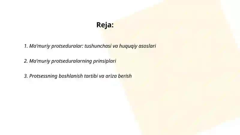 Ma'muriy protseduralar qoidalari 2