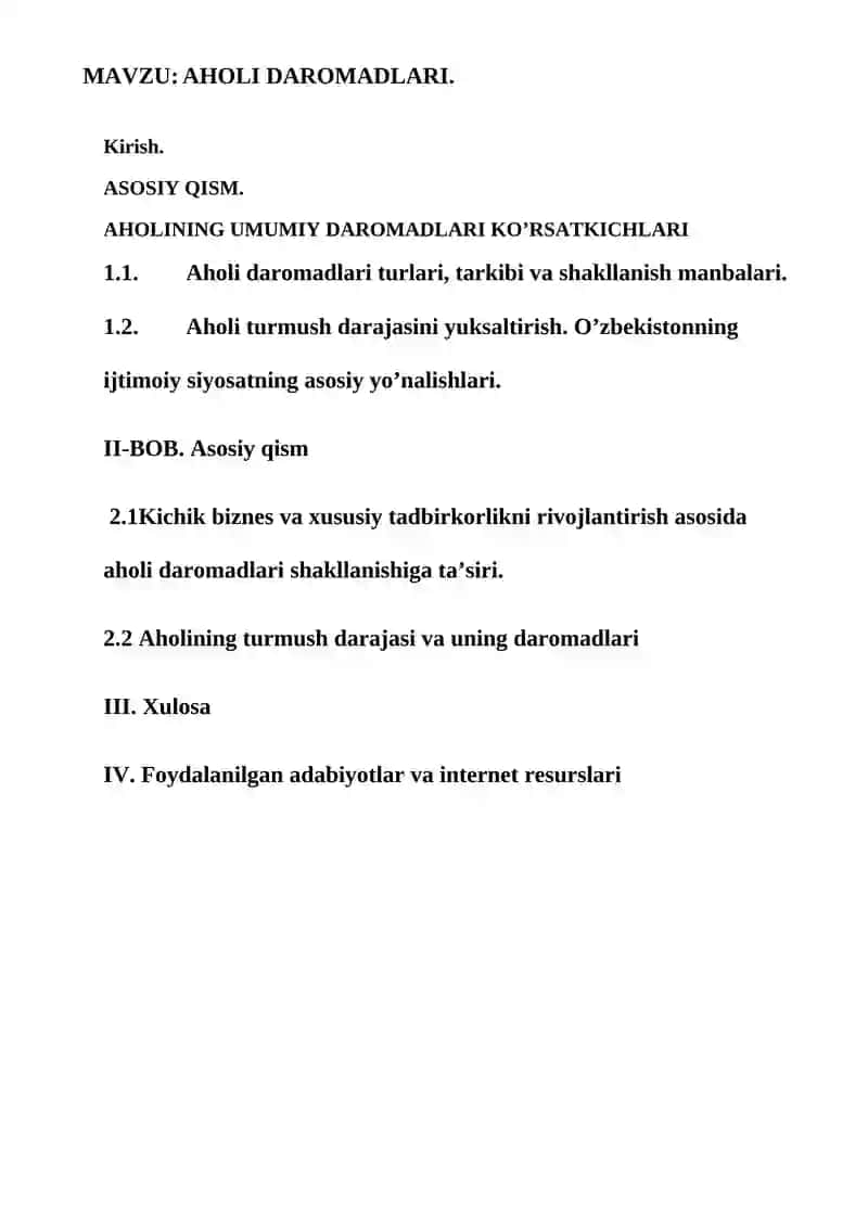 AHOLI DAROMADLARI 2