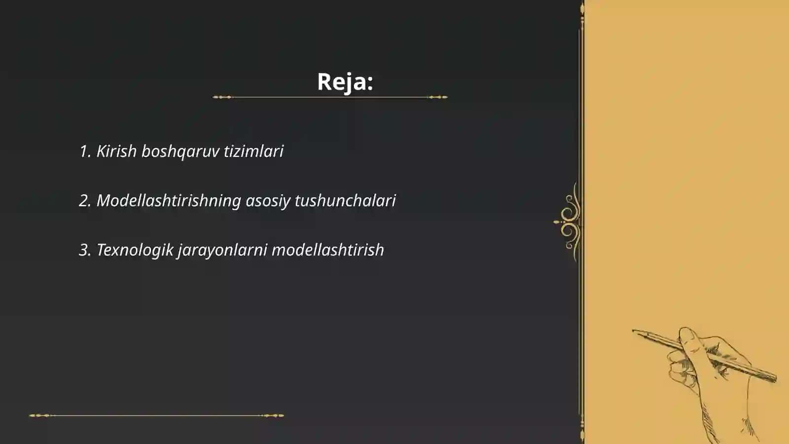Kirish. Boshqarish, modellash va identifikatsiya 2