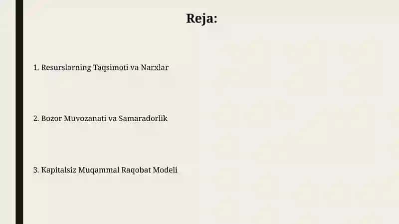 Kapitalsiz mukammal raqobat modeli 2