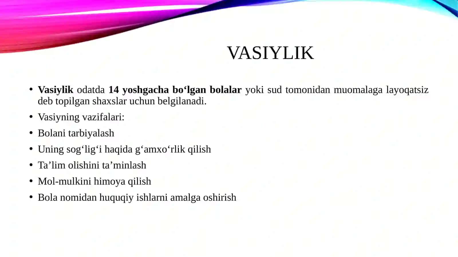 Vasiylik va homiylik 2