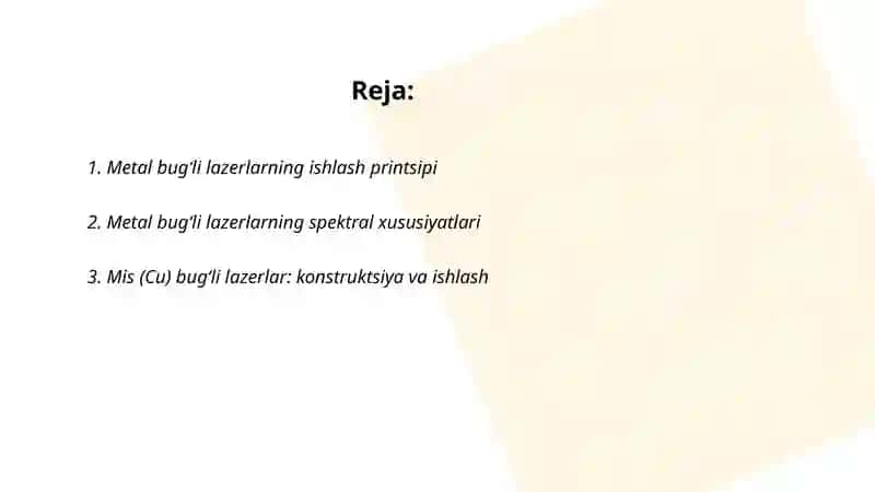 Metal bugʻli lazerlar 2