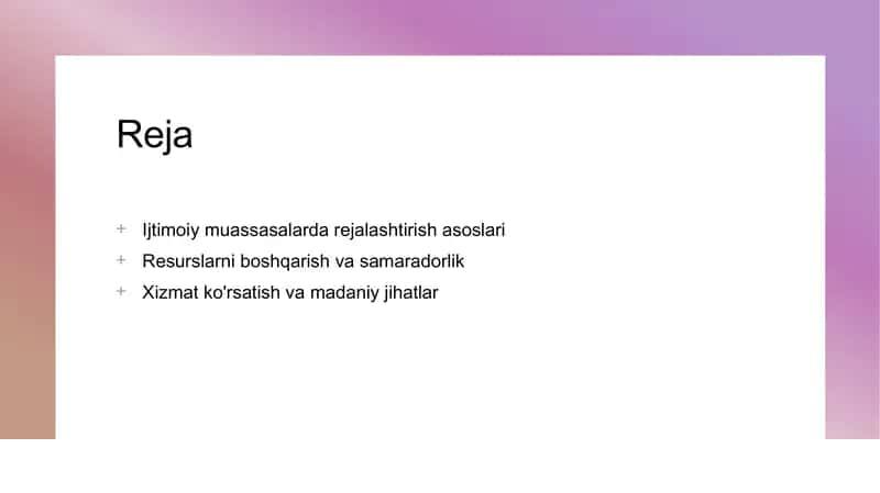 Sotsial muassasalarda rejalashtirish 2