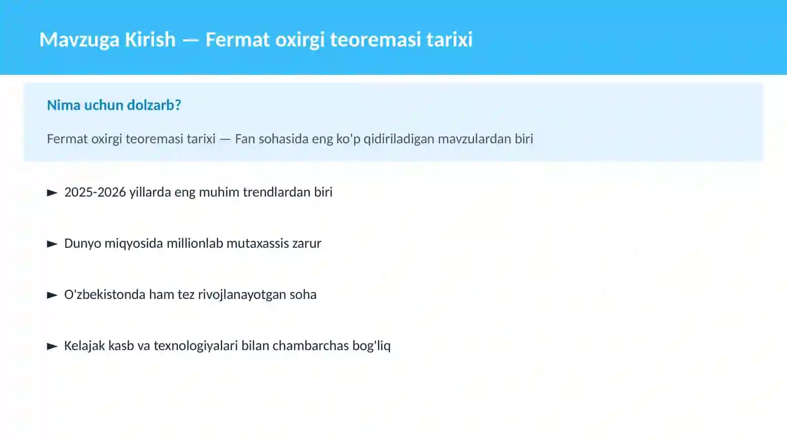 Fermat oxirgi teoremasi tarixi 2