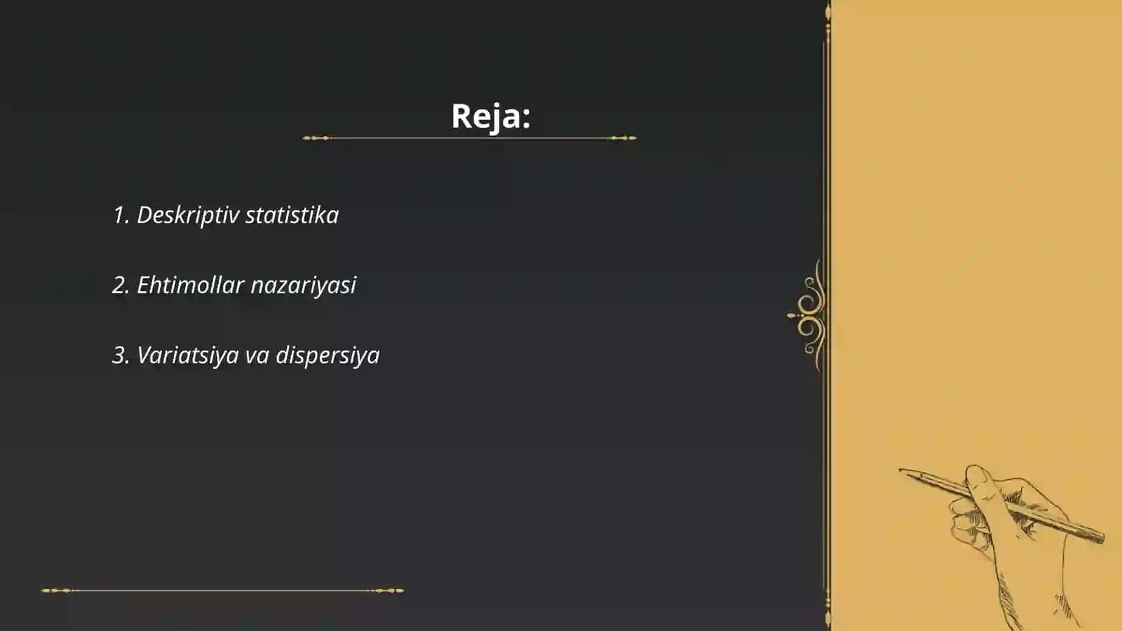 Statistika fanini piridmenti va usulari 2