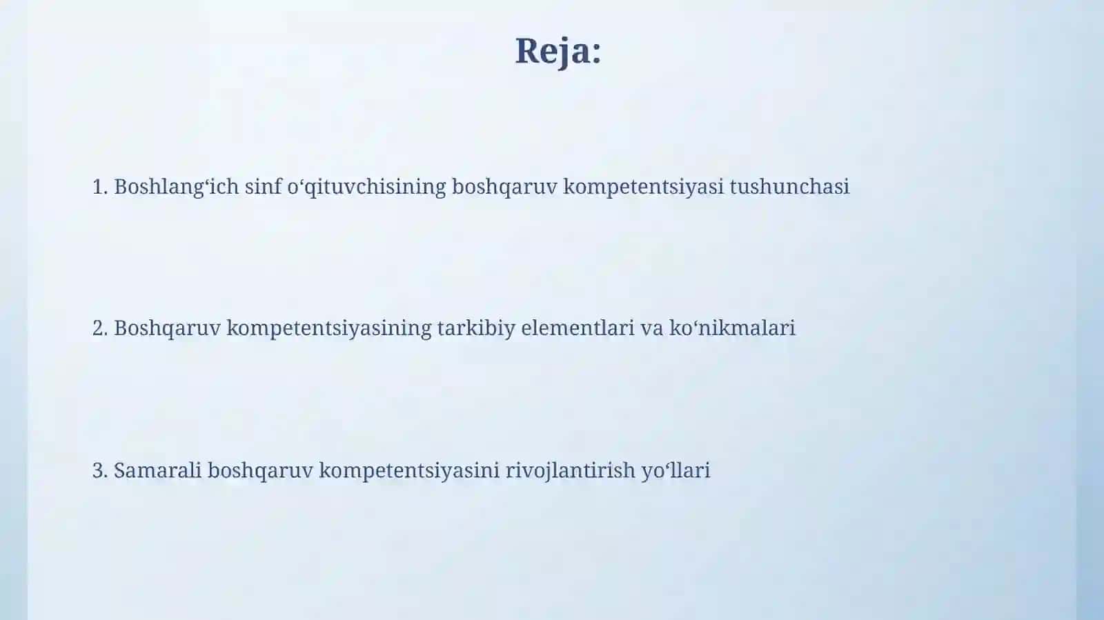 Boshlangʻich sinf oʻqituvchisini boshqaruv kampitentsiyasi 2