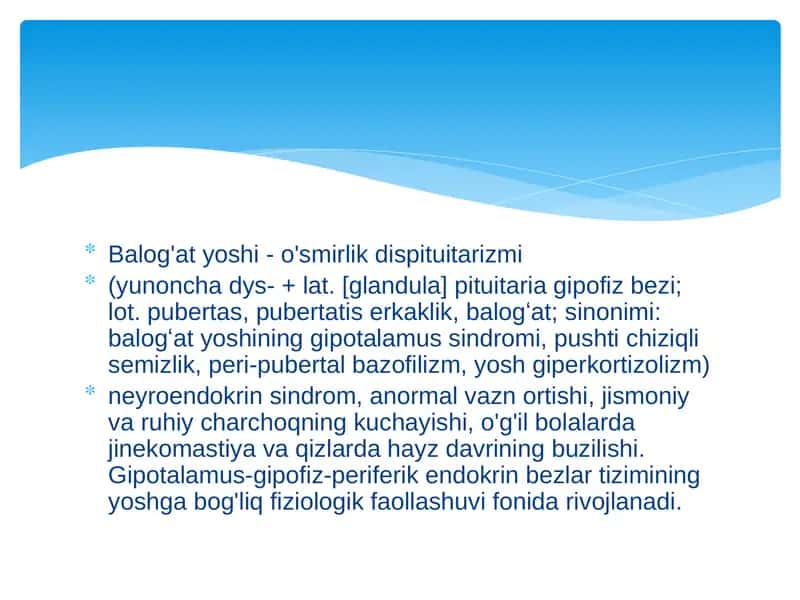 Balog'at yoshidagi dispituitarizm 2
