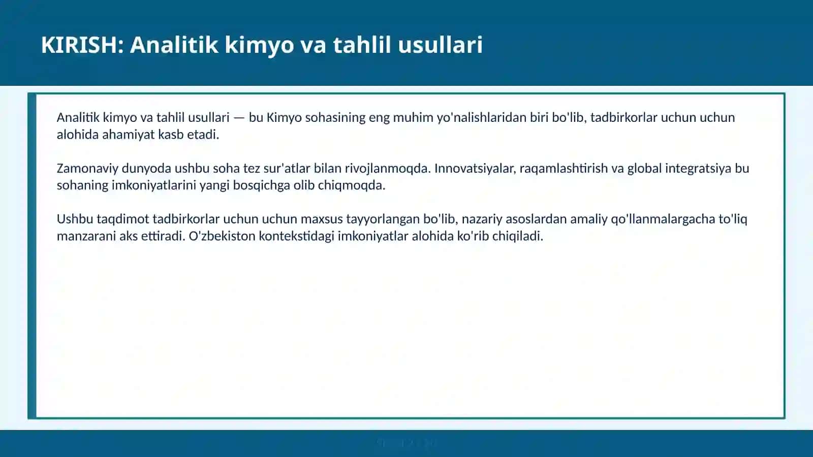 Analitik kimyo va tahlil usullari 2