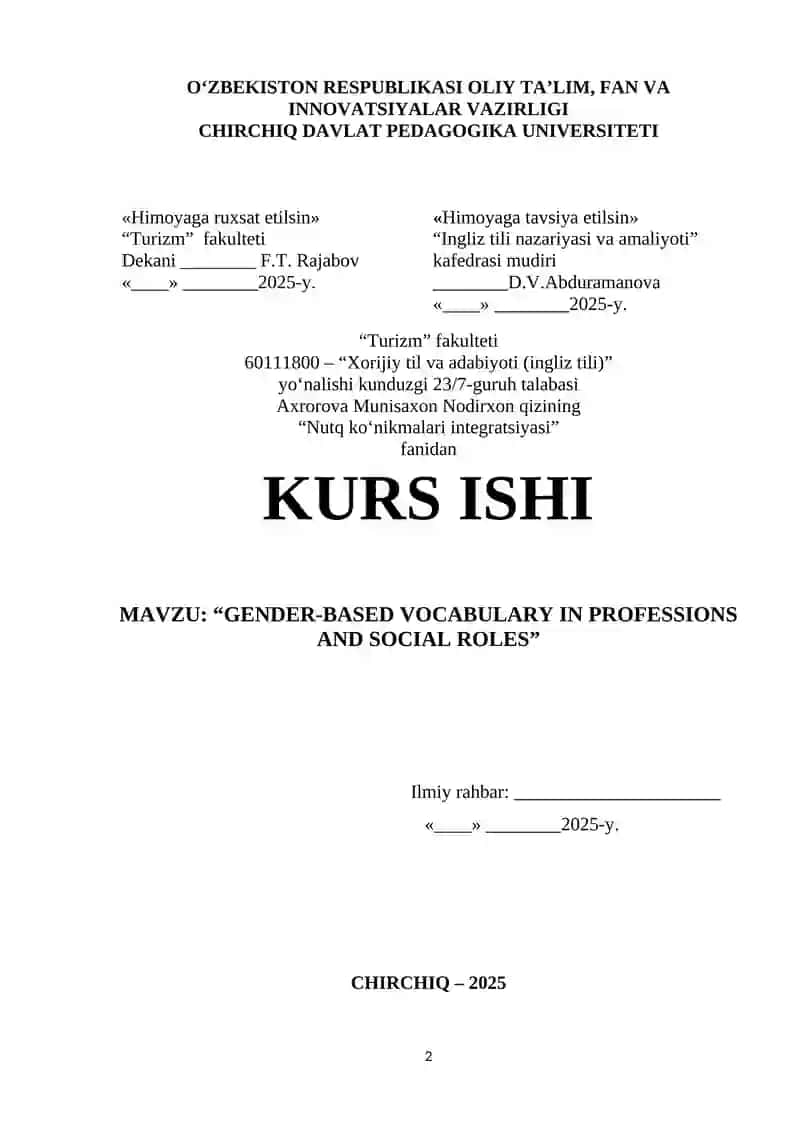 Gender-based vocabulary in professions and social roles 2