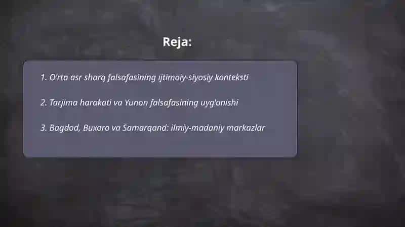 O'rta asr sharq falsafasi va uyg'onish davri xususiyatlai 2
