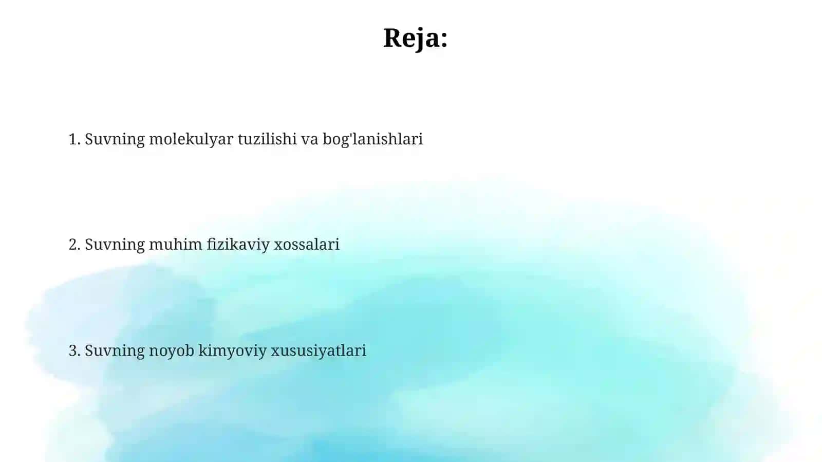 Suvning xossalari 2