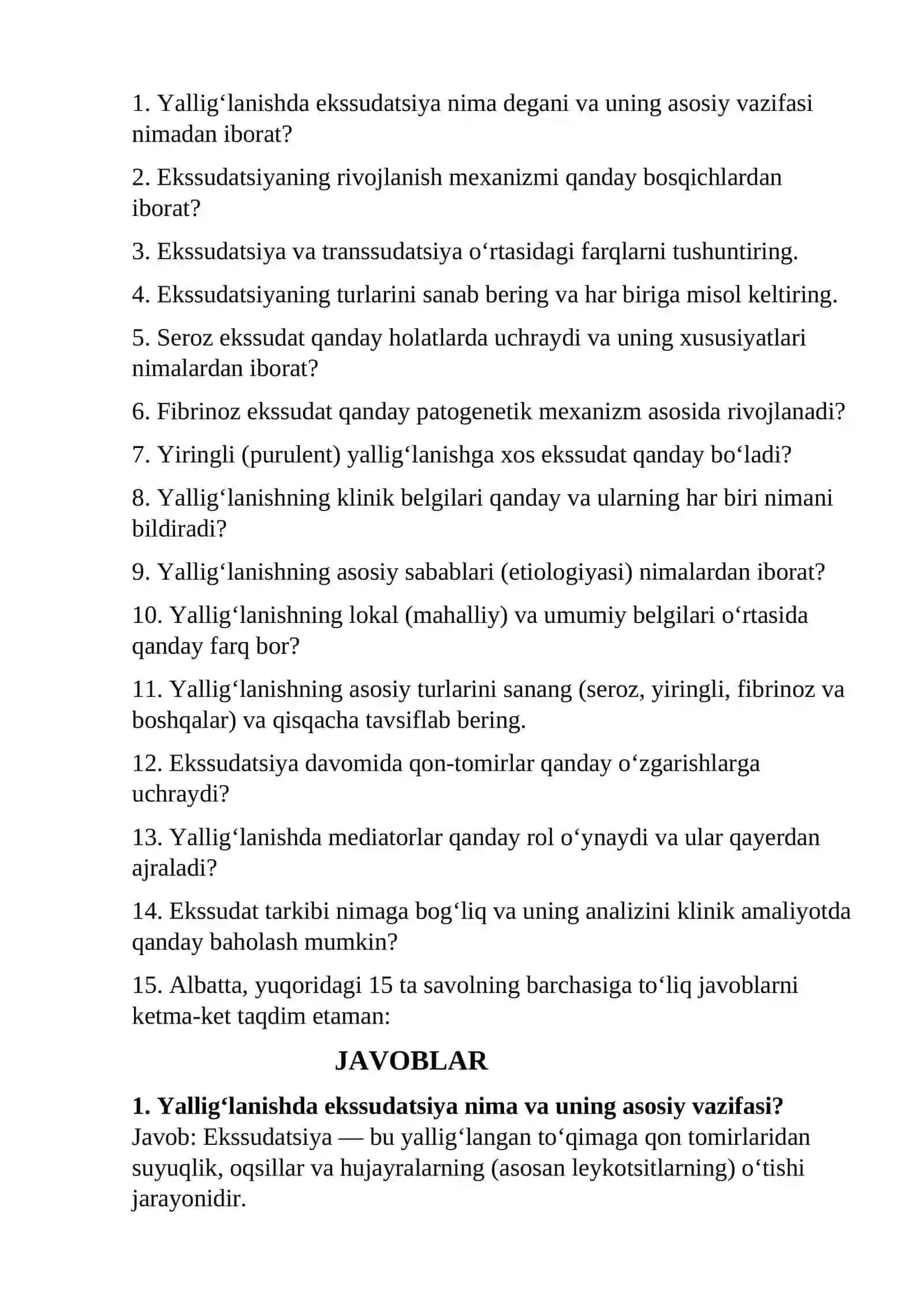 Yallig'lanish tufayli ekssudatsiya 2