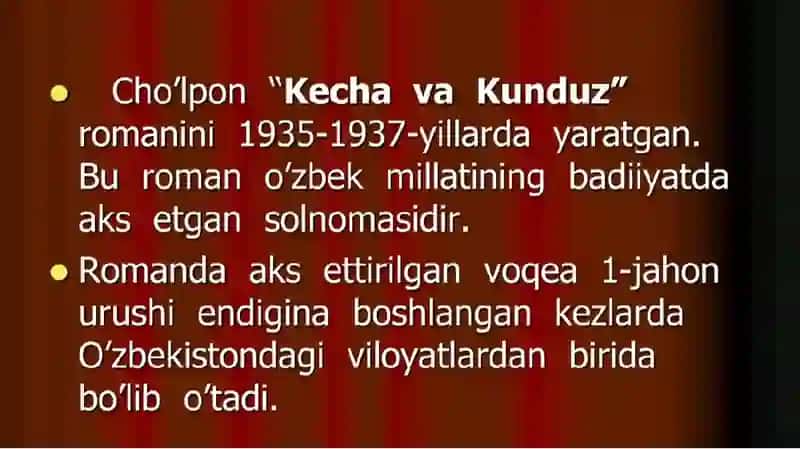 ABDULHAMID CHO'LPONNING "KECHA VA KUNDUZ" ROMANI 2