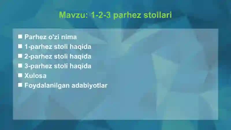 1-2-3 parhez stollari 2