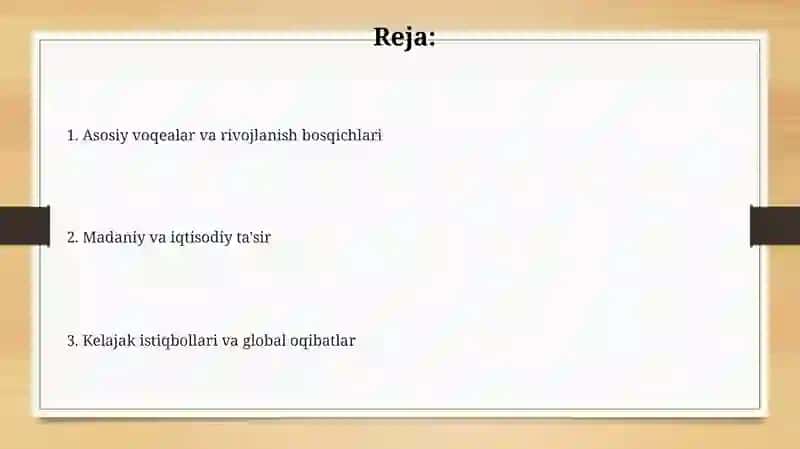 Tarixiy rivojlanish va asosiy voqealar 2