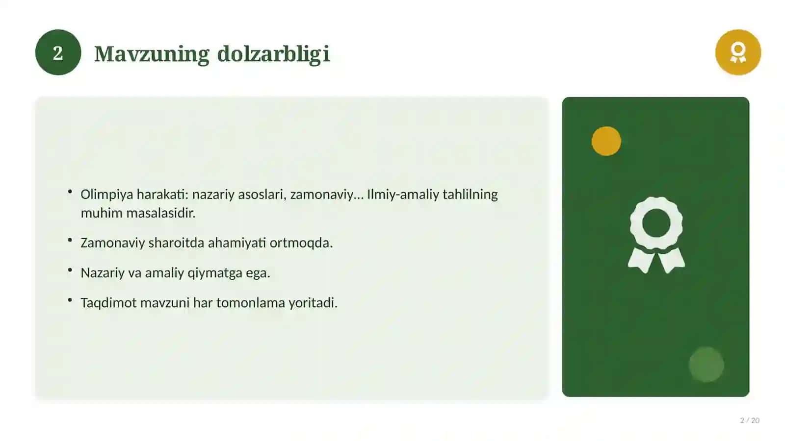 Olimpiya harakati: nazariy asoslari, zamonaviy yondashuvda 2