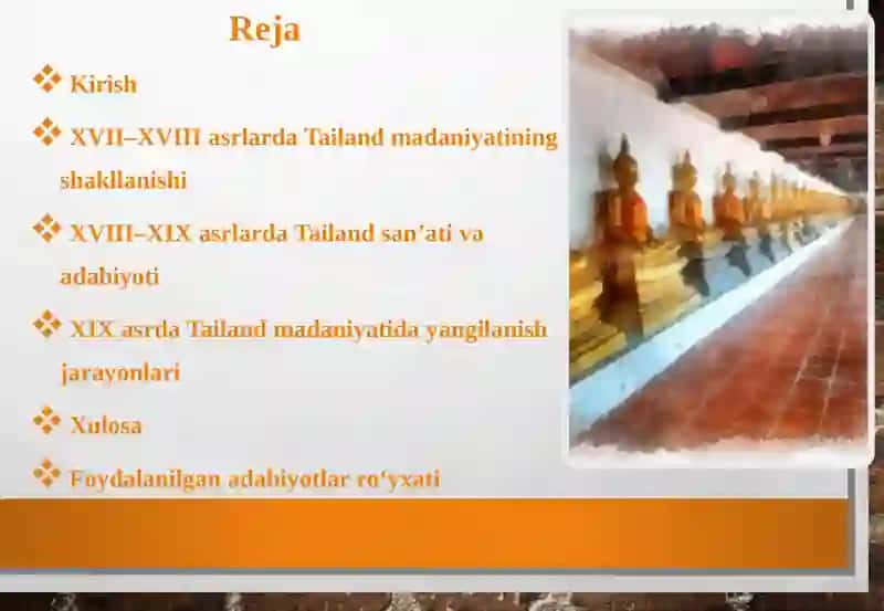 XVII–XIX asrlarda Tailand madaniyati 2