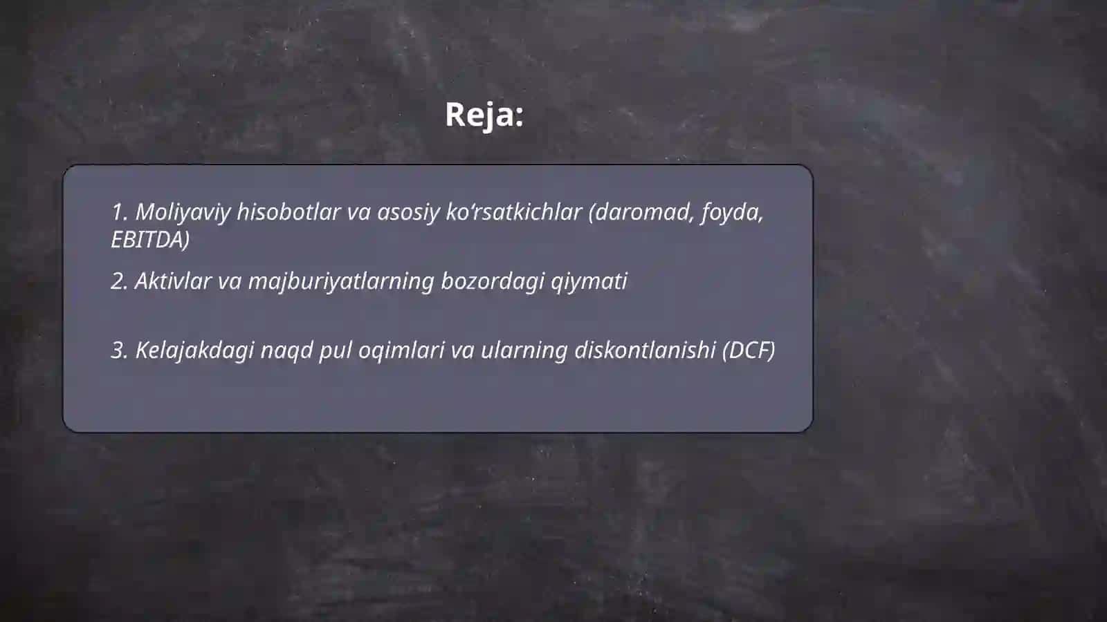 Biznes qiymatini baholashda hisobga olinadigan omillar 2