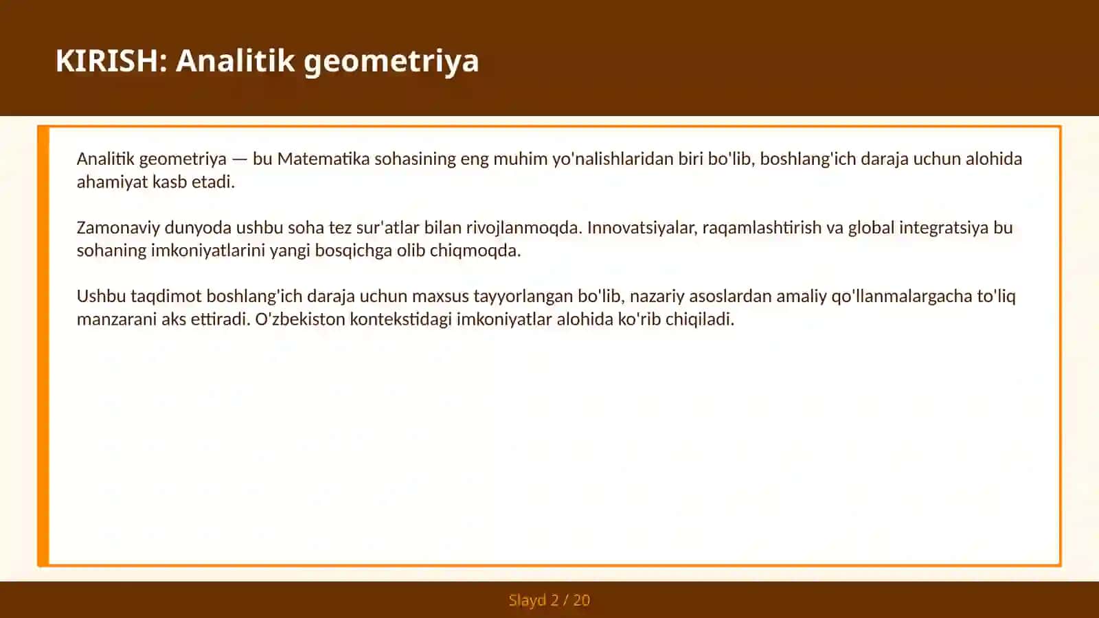 Analitik geometriya 2