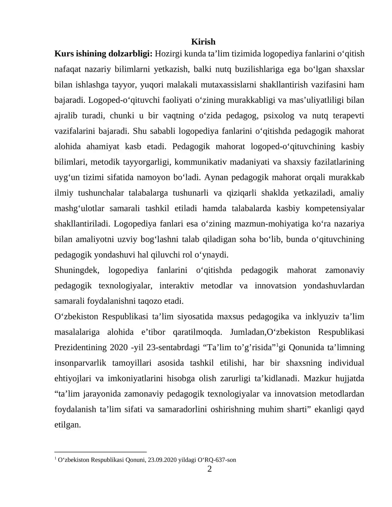 Logopediya fanlarini o‘qitishda pedagogik mahoratning o‘rni 2