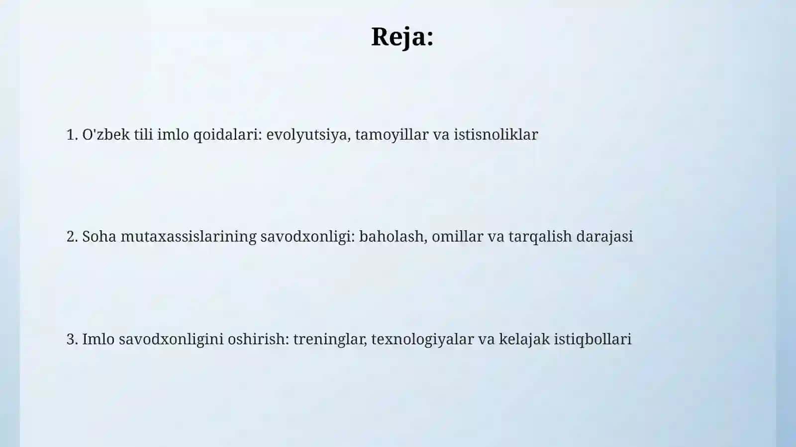 O'zbek tilining imlo qoidalari va soha egalarining savodxonligi 2